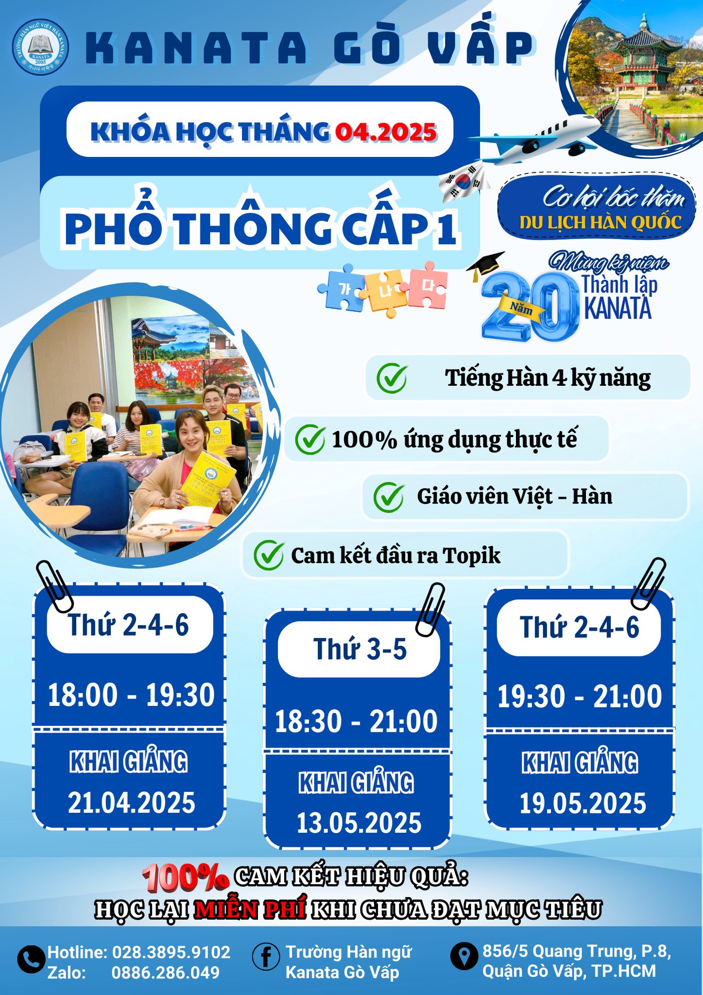 Thông Tin Khai Giảng Lớp Tiếng Hàn tại Gò Vấp -  Phổ Thông Cấp 1